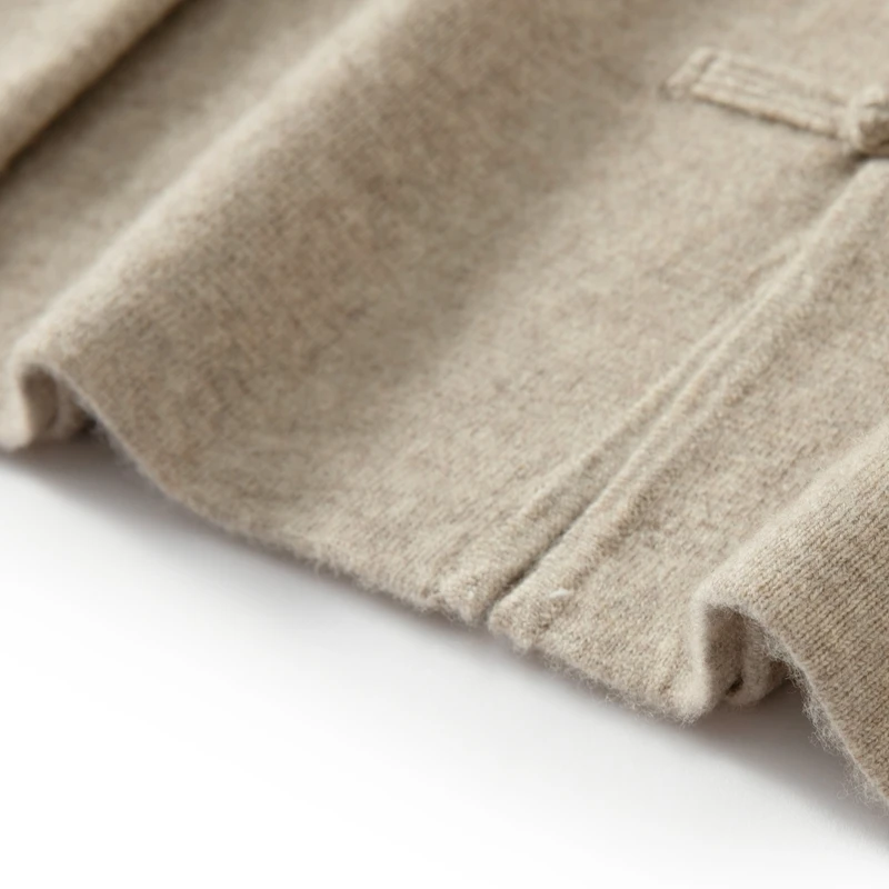 Autumn and winter new 100% merino wool men's cardigan retro Tang suit casual cashmere sweater knitted padded jacket - Image 5