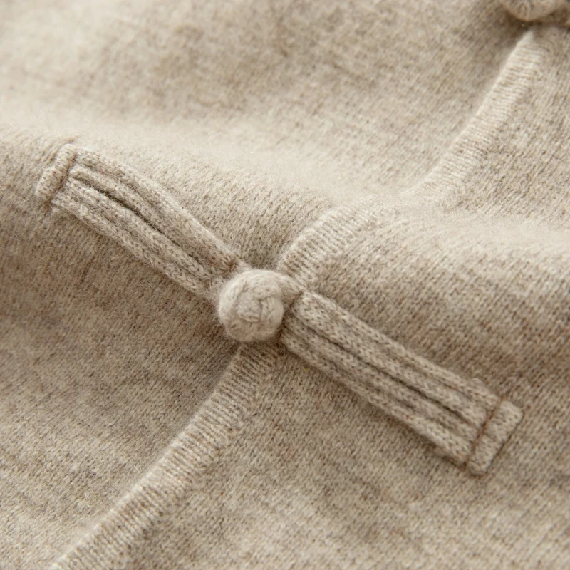Autumn and winter new 100% merino wool men's cardigan retro Tang suit casual cashmere sweater knitted padded jacket - Image 4